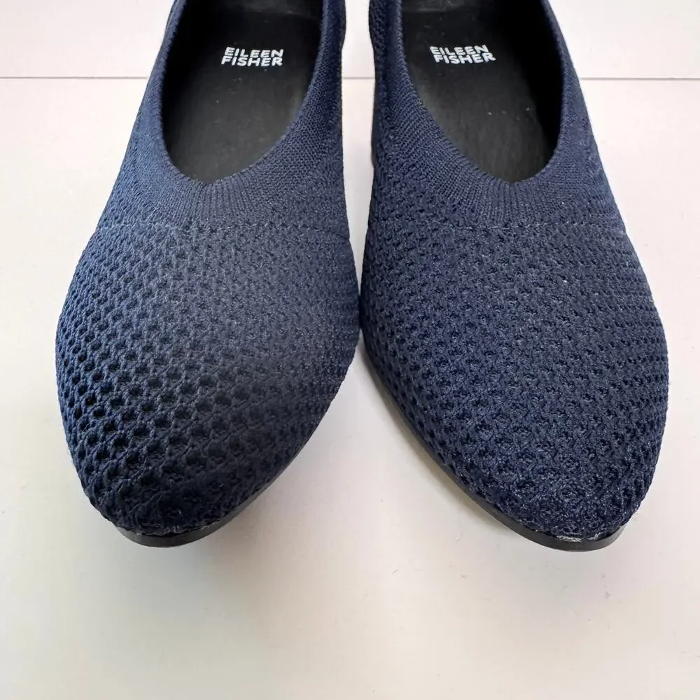 Eileen Fisher Womens Fabric Heel Shoes Size 6 Classic Office Neutral Blue
